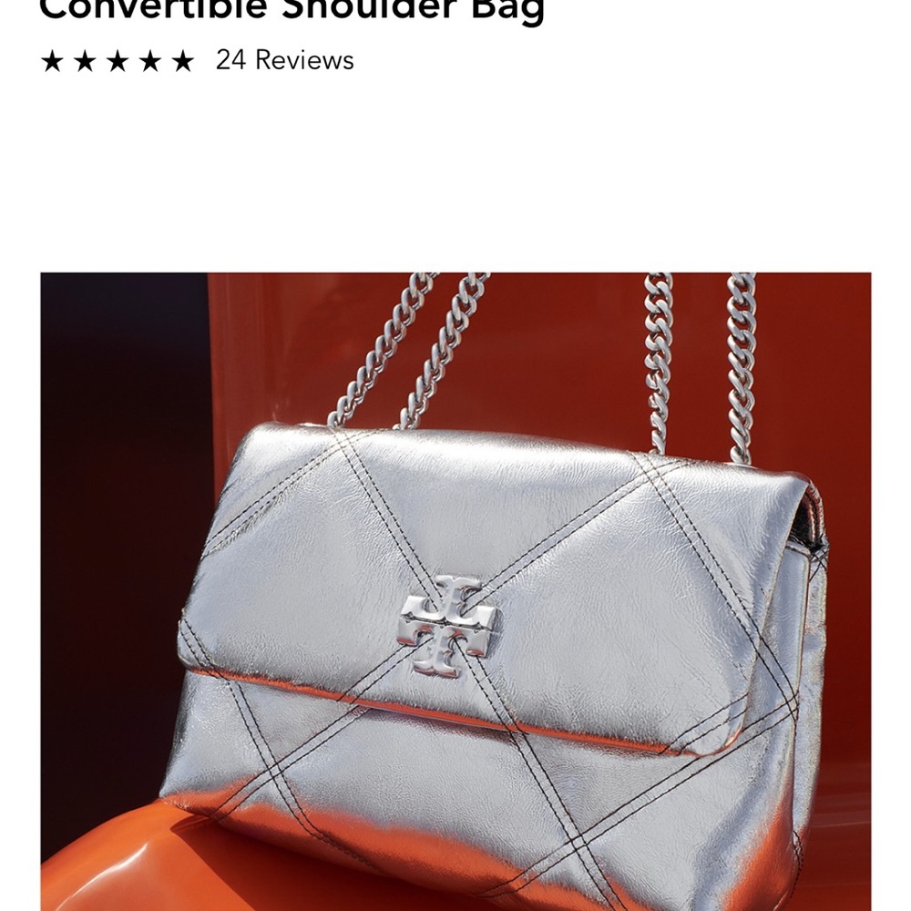 Tory Burch Silver Convertible Shoulder Bag